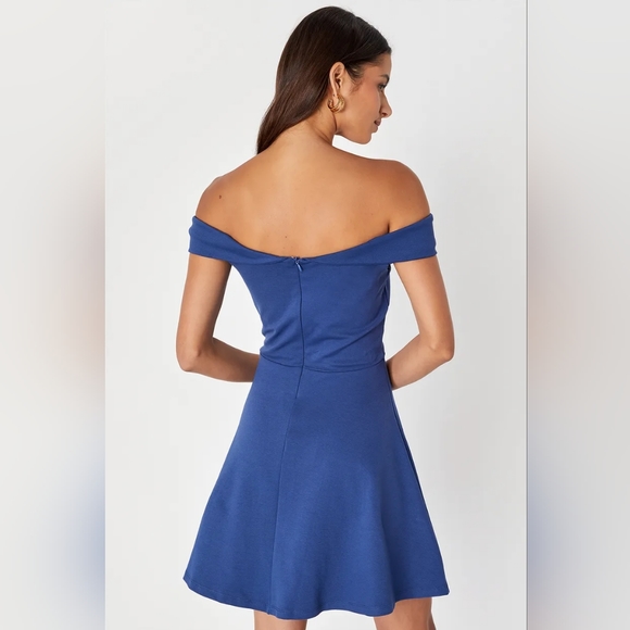 Lulu's Season of Fun Off the Shoulder Skater Dress - Picture 2 of 9